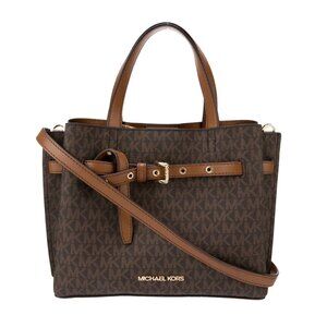 Michael Kors Large Logo Satchel Tote Crossbody Brown NWOT